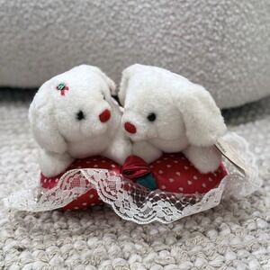 Vintage Kellytoy Two Dogs Heart Pillow Plush Valentine Kellytoy Lovingly Yours